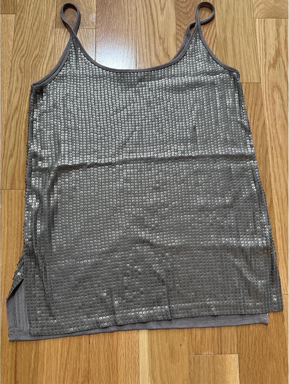 Vince Gray Sequin Spaghetti Strap Tank Top Size S